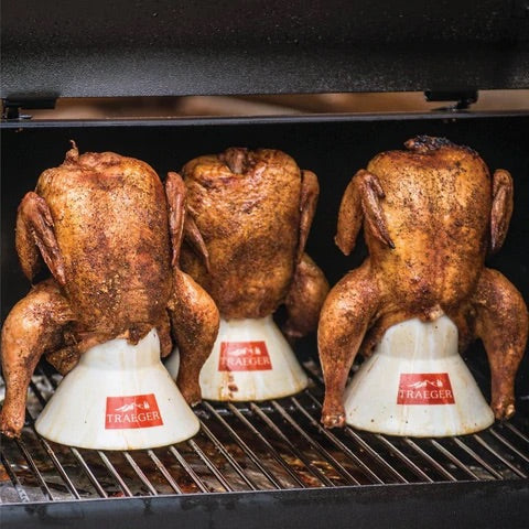 Porcelain Traeger BBQ chicken throne