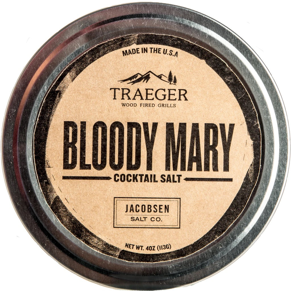 Metal tin Traeger bloody mary cocktail salt