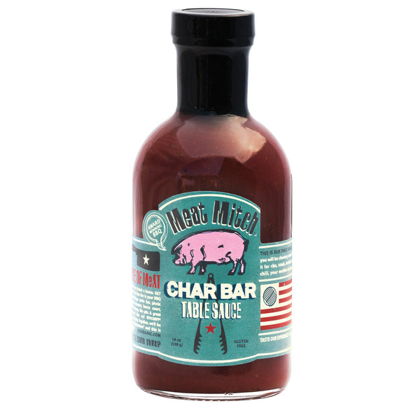 Bottle of Meat Mitch Char Bar Table Sauce